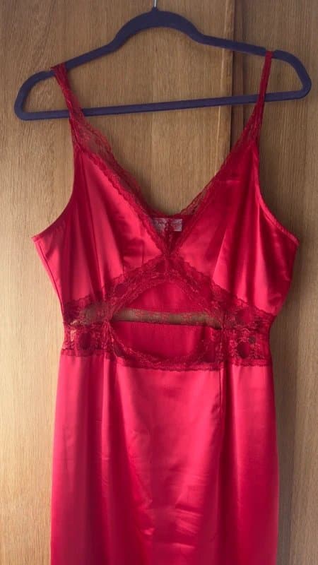 Never Fully Dressed Never fully dressed red lace satin party dress