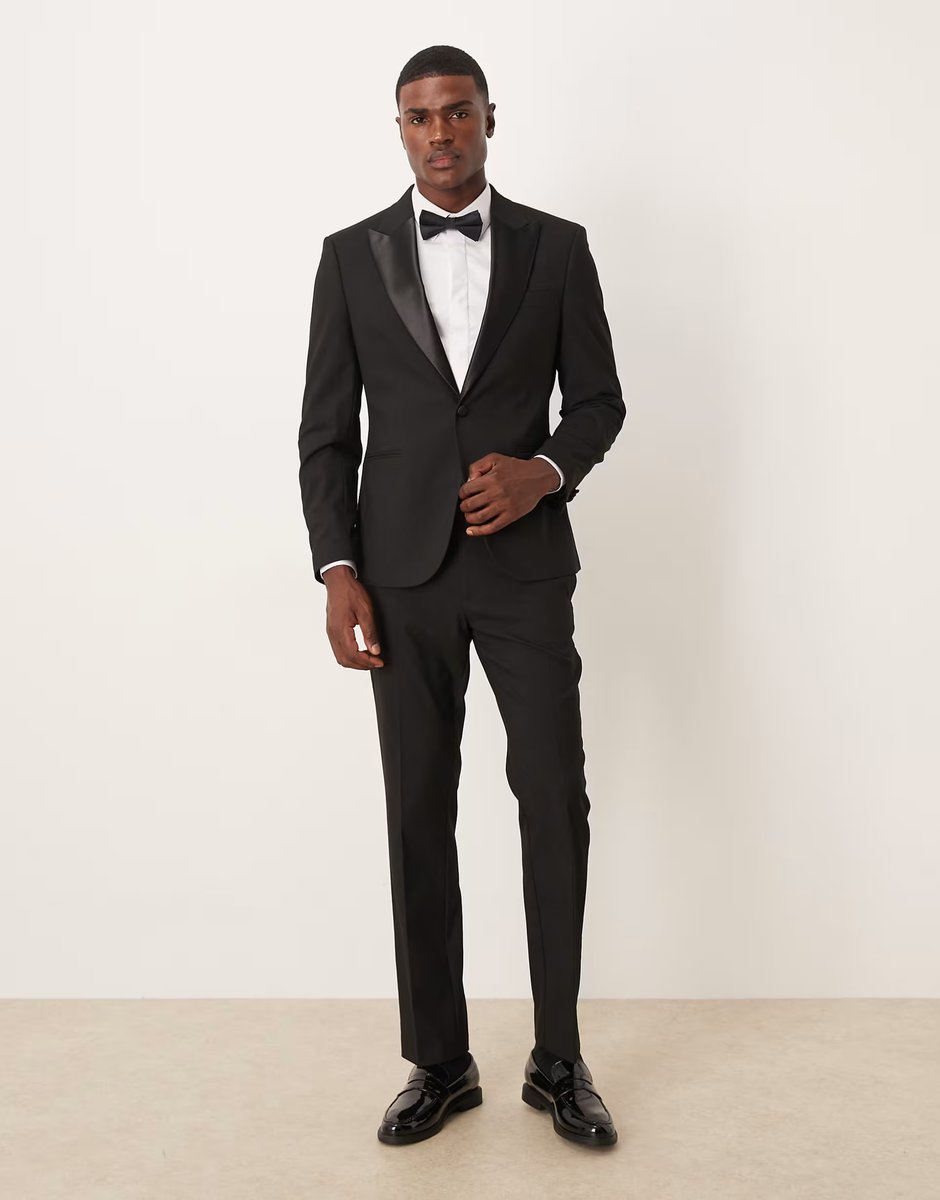 ASOS ASOS DESIGN slim tuxedo jacket in black - 2