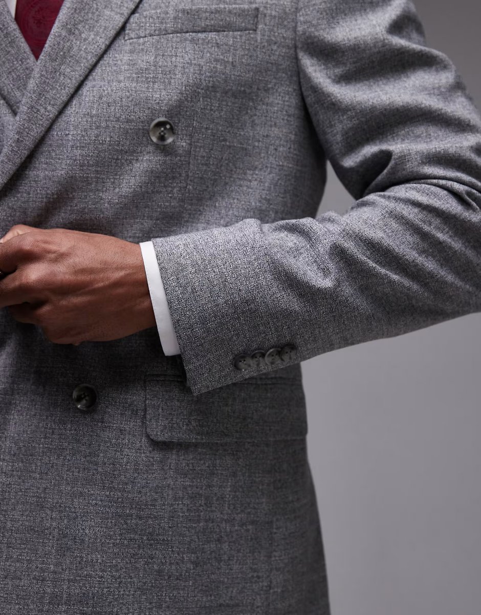 ASOS Topman skinny textured suit jacket in grey - 2