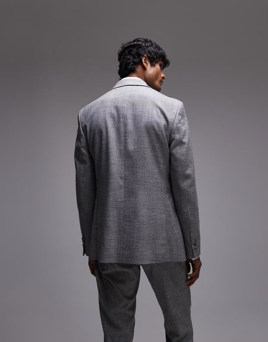 ASOS Topman skinny textured suit jacket in grey - 4