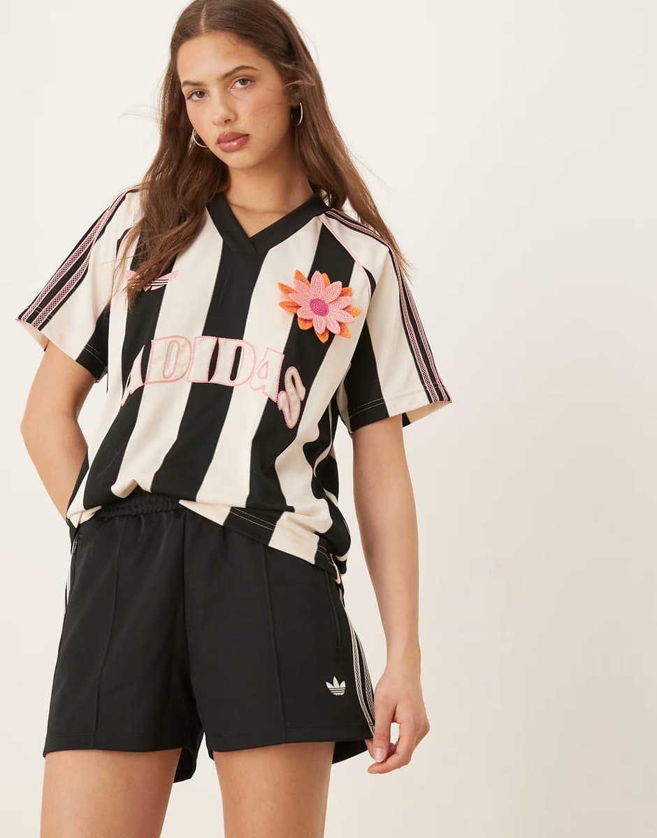ASOS adidas Originals crochet 3 stripe shorts in black