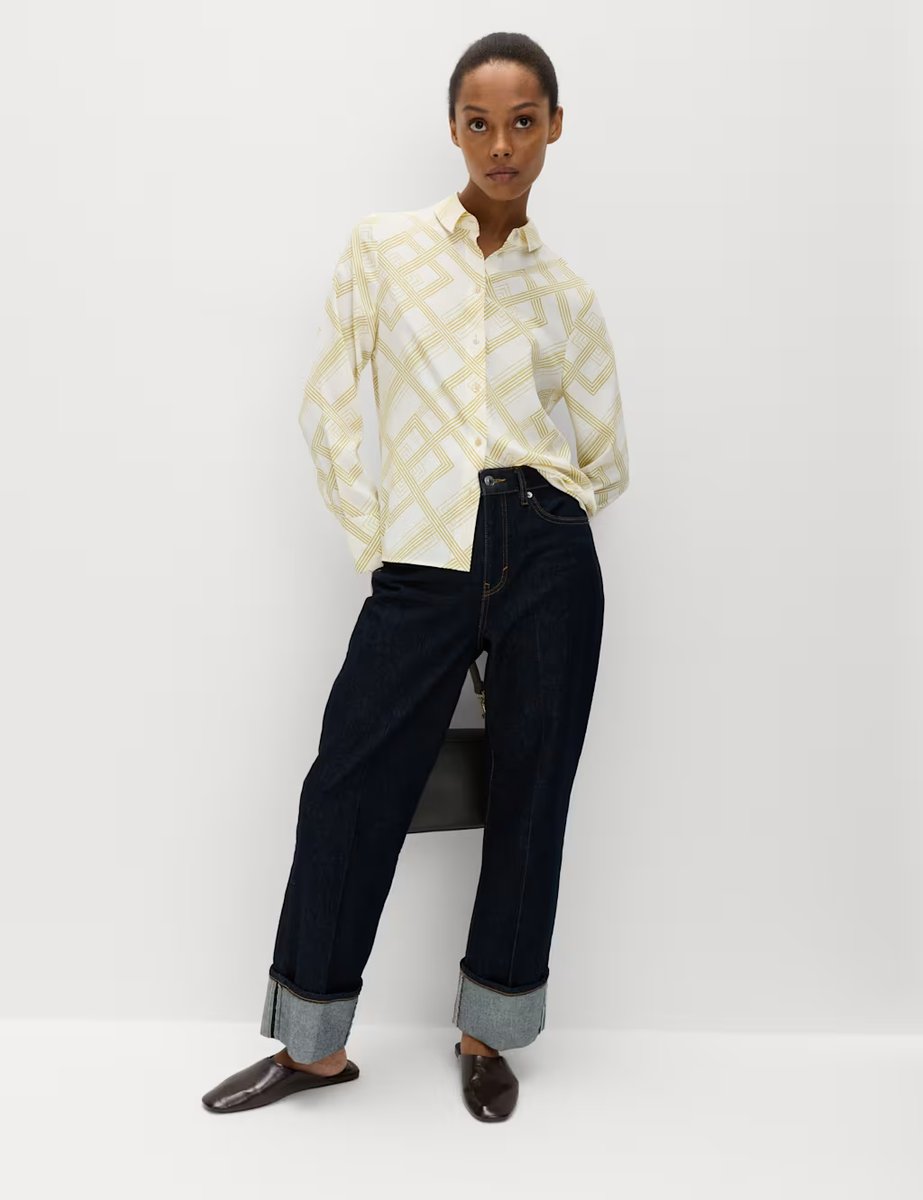 Marks & Spencer M&S Printed Collared Shirt Moss - 3