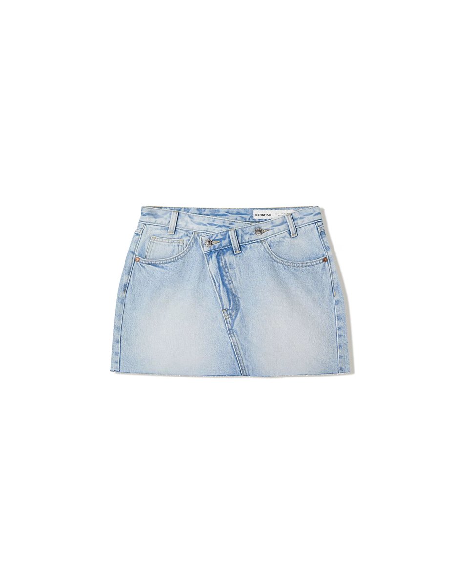 ASOS Bershka denim mini skort in mid blue - 4