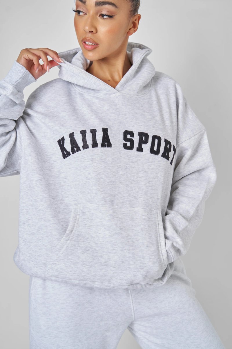 Kaiia KAIIA SPORT OVERSIZED HOODIE LIGHT GREY MARL - 4