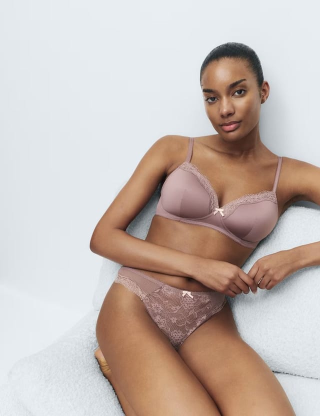 Marks & Spencer M&S Jasmine Lace Non Wired Full Cup Bra (A-E) Praline - 2