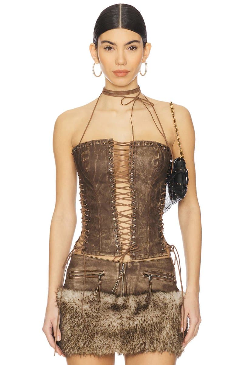 revolve Odile Faux Suede Lace Up Corset