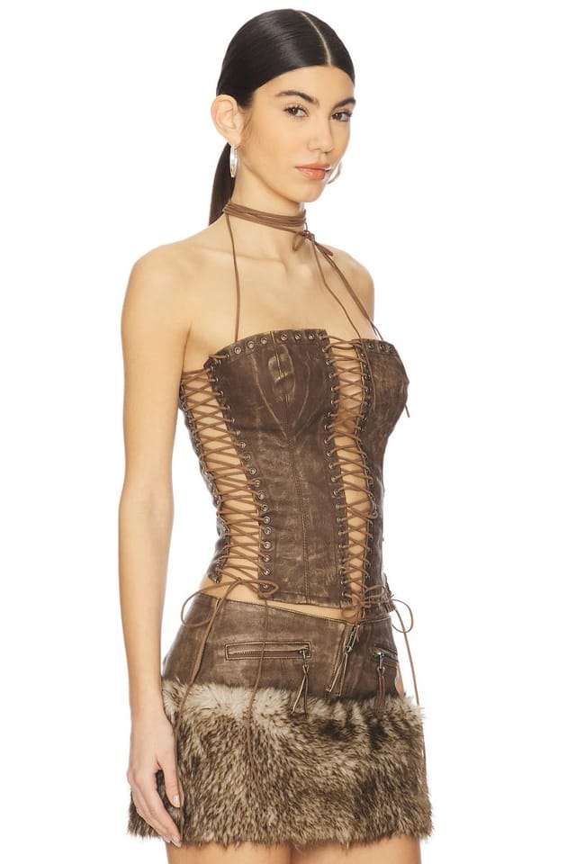 revolve Odile Faux Suede Lace Up Corset - 2