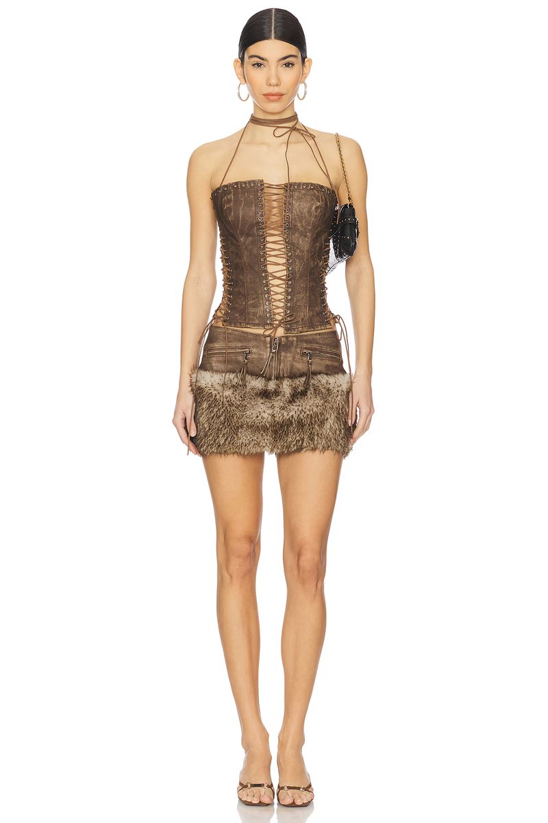 revolve Odile Faux Suede Lace Up Corset - 4