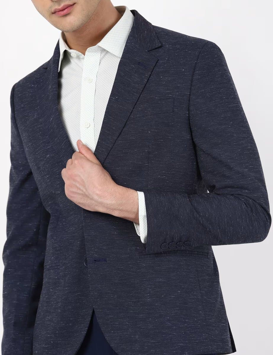Marks & Spencer M&S SPACE DYED BLAZER Navy