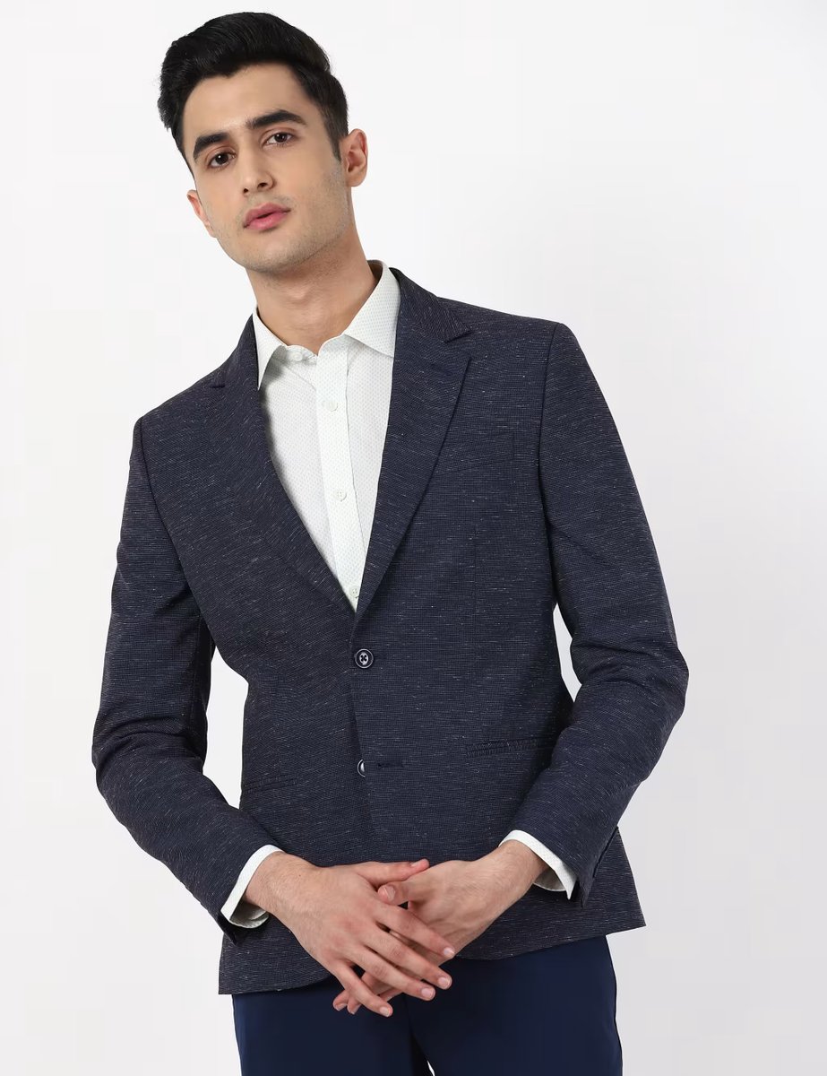 Marks & Spencer M&S SPACE DYED BLAZER Navy - 2