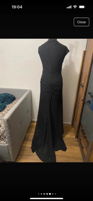 ASOS Design floral applique sheer maxi dress with train in black evening gala embroidered size 10 - 2