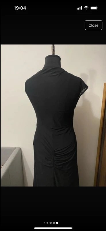 ASOS Design floral applique sheer maxi dress with train in black evening gala embroidered size 10 - 3