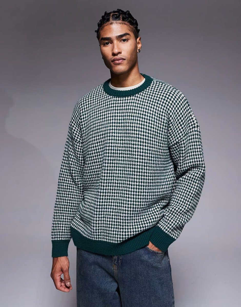 ASOS ASOS Striped Crew Neck Jumper in Green