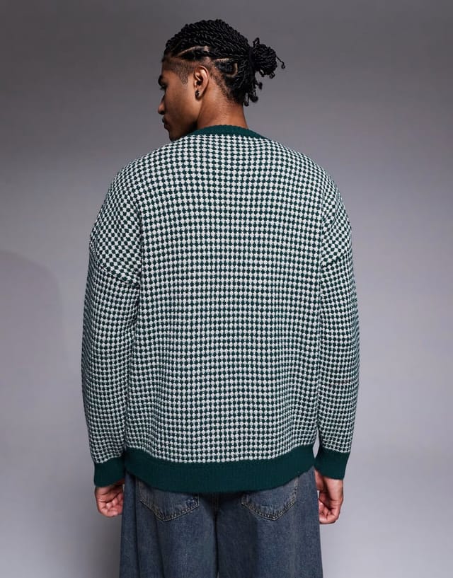 ASOS ASOS DESIGN knitted crew neck stripe jumper in green - 3