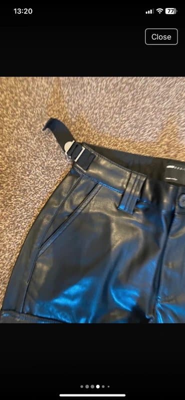 ASOS ASOS Design Black Leather Cargo Combat Trousers Jeans sz 8 Petite L28 BNWT