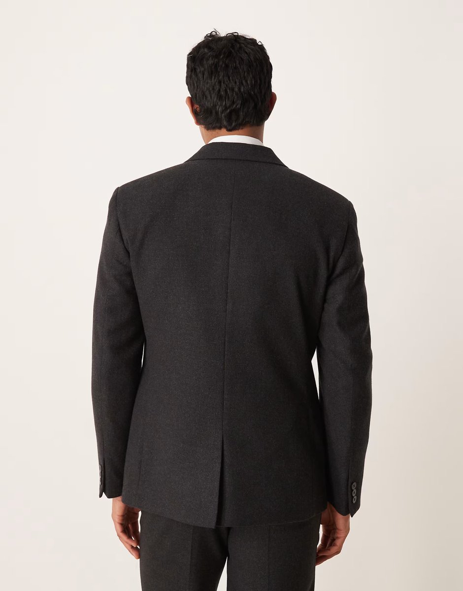 ASOS ASOS DESIGN wool look slim suit jacket in charcoal - 4