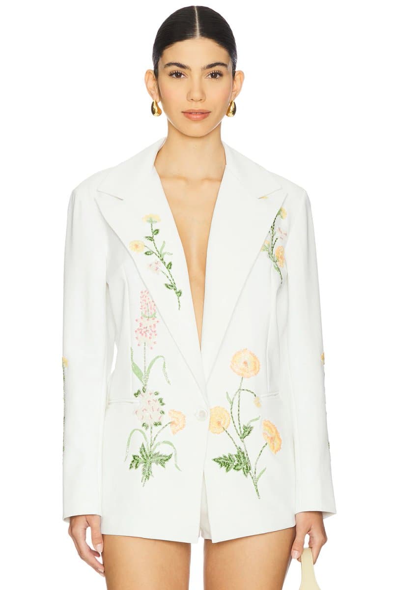 revolve Revolve LA FUORI Embroidered Floral Jacket in White