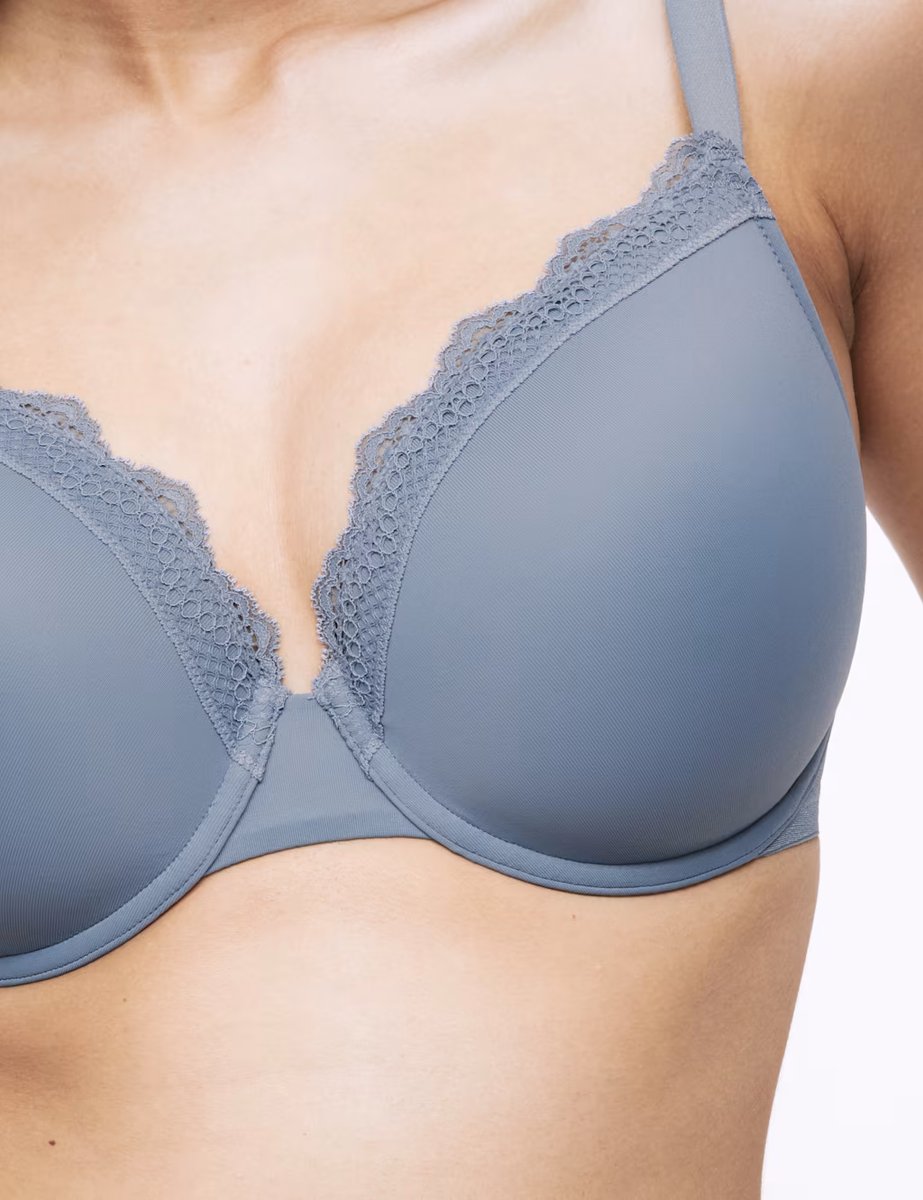 Marks & Spencer M&S 3pk Lace Trim Wired Extra Support Bras F-H Grey Blue - 2