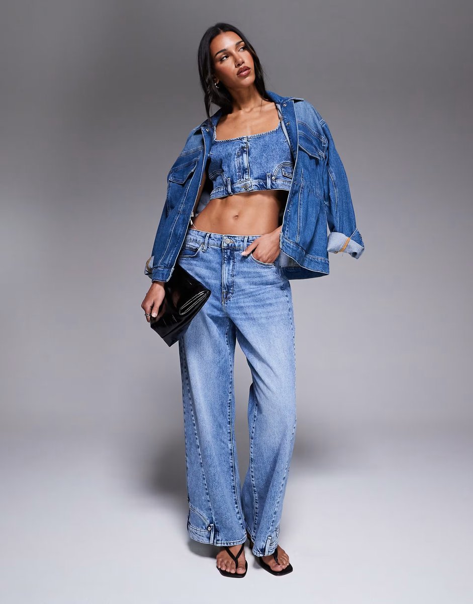 ASOS Good American reworked denim vest co-ord in light wash blue - 4