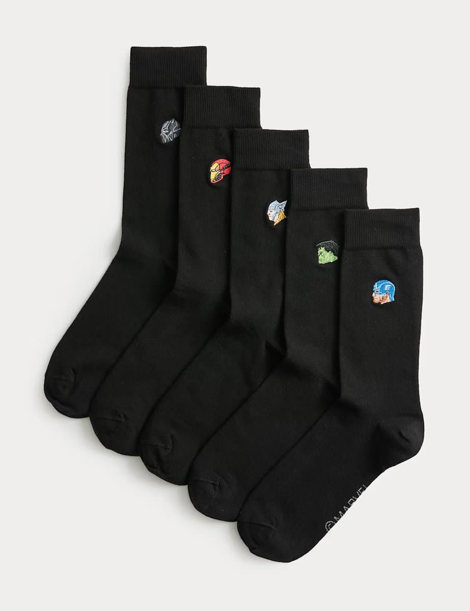 Marks & Spencer M&S Marvel Avengers Cotton Rich Socks in Black Mix