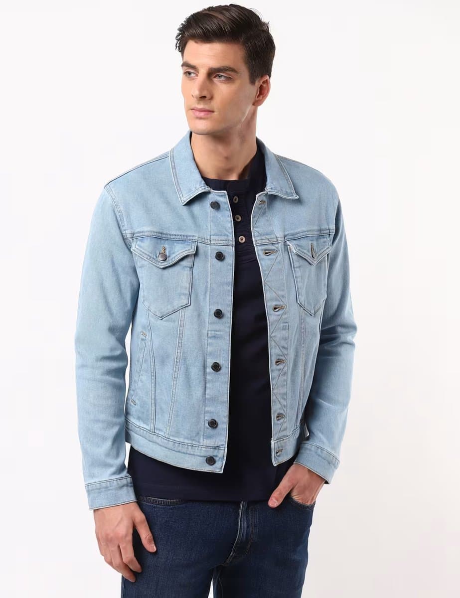 Marks & Spencer M&S Light Blue Denim Jacket with Classic Fit
