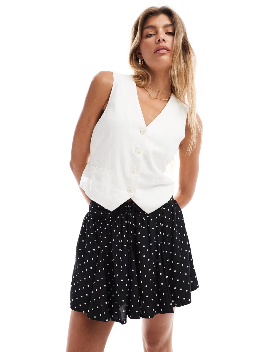 ASOS Miss Selfridge spun shorts in black spot print - 3