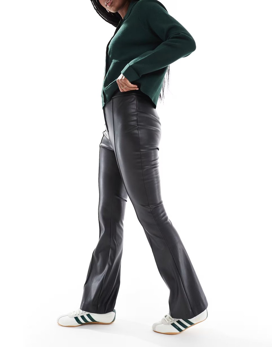 ASOS New Look PU bootcut trousers in black - 3