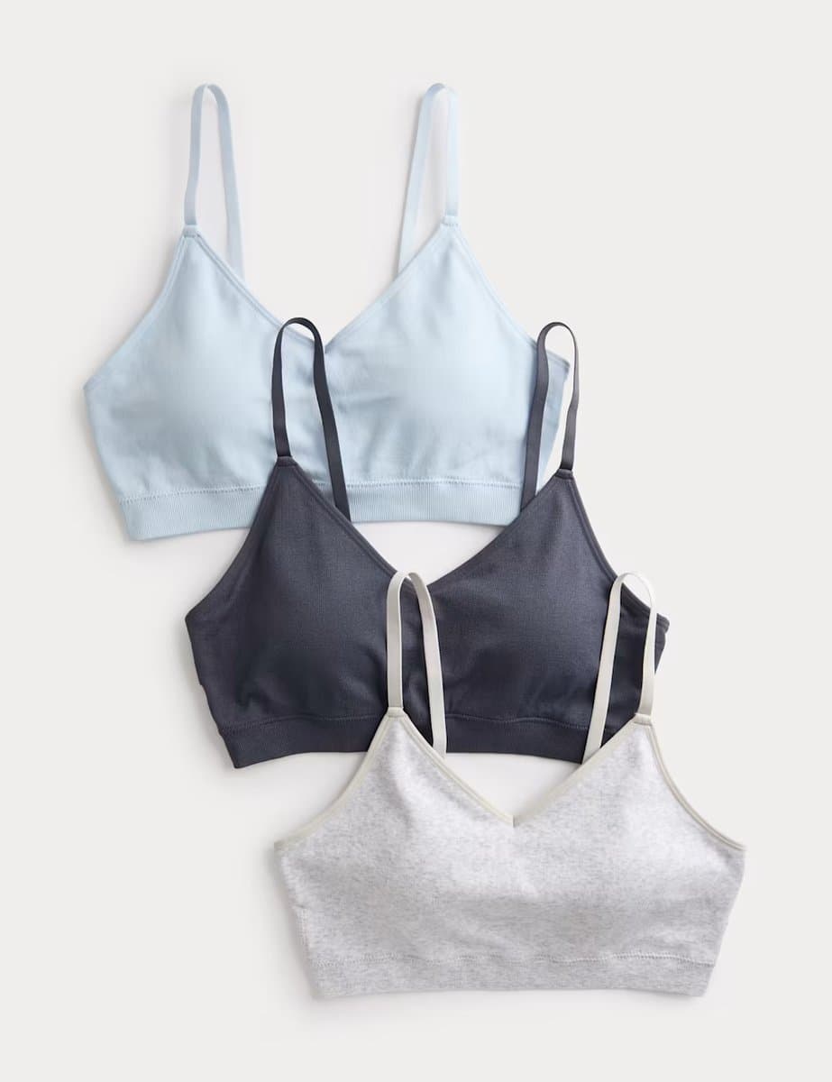 Marks & Spencer M&S 3pk Seamless Non Wired Bralettes Grey Mix