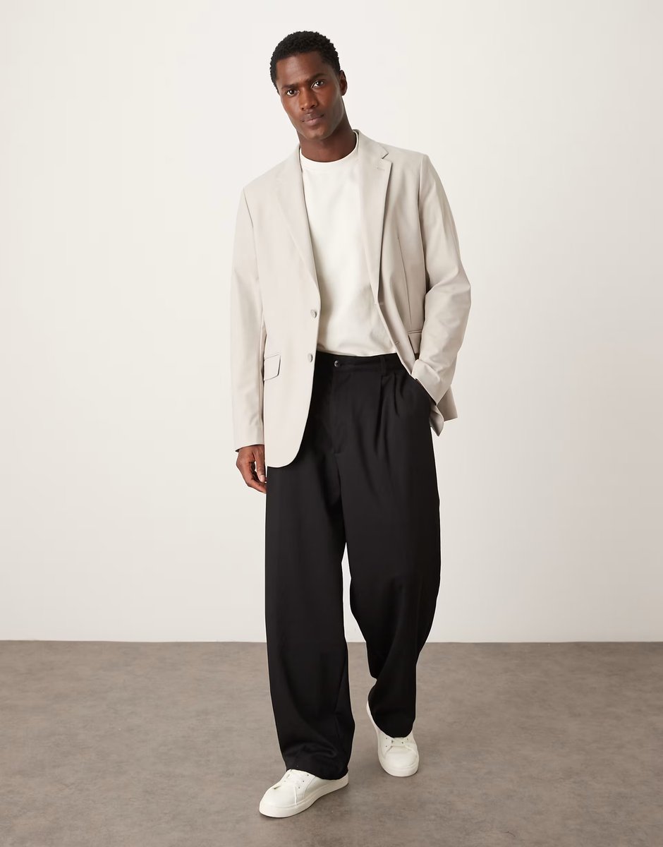 ASOS Mango Zurich tailored blazer co-ord in beige - 2