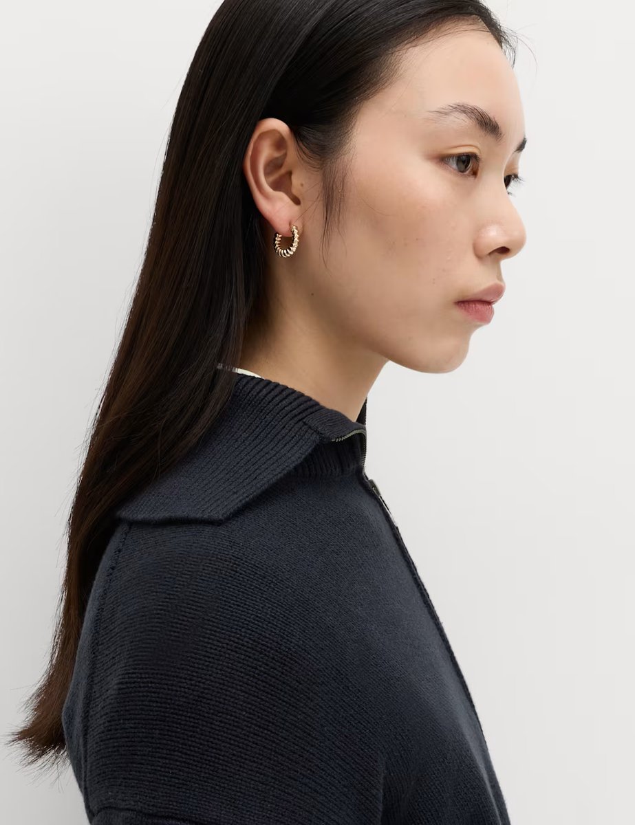 Marks & Spencer M&S Cotton Rich Pocket Detail Collared Knitted Jacket Midnight Navy - 2