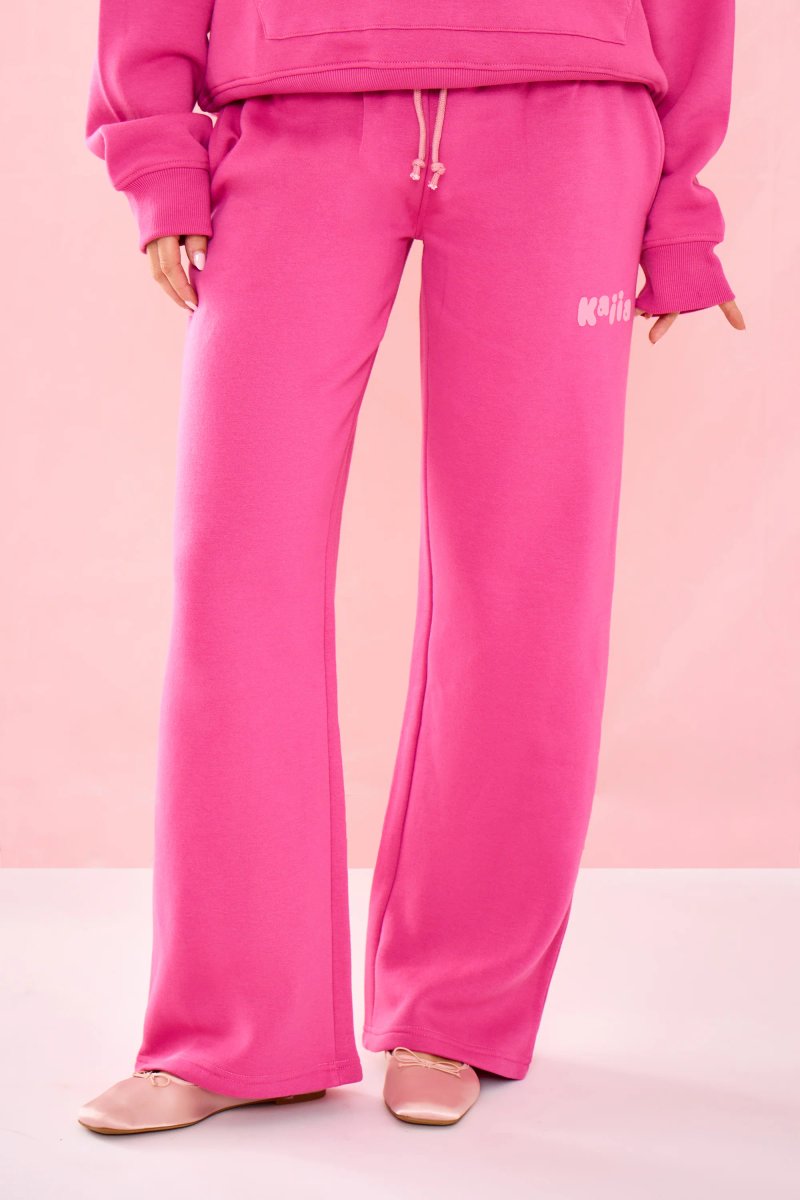 Kaiia Kaiia Bubble Graphic Wide Leg Joggers Dragonfruit - 2