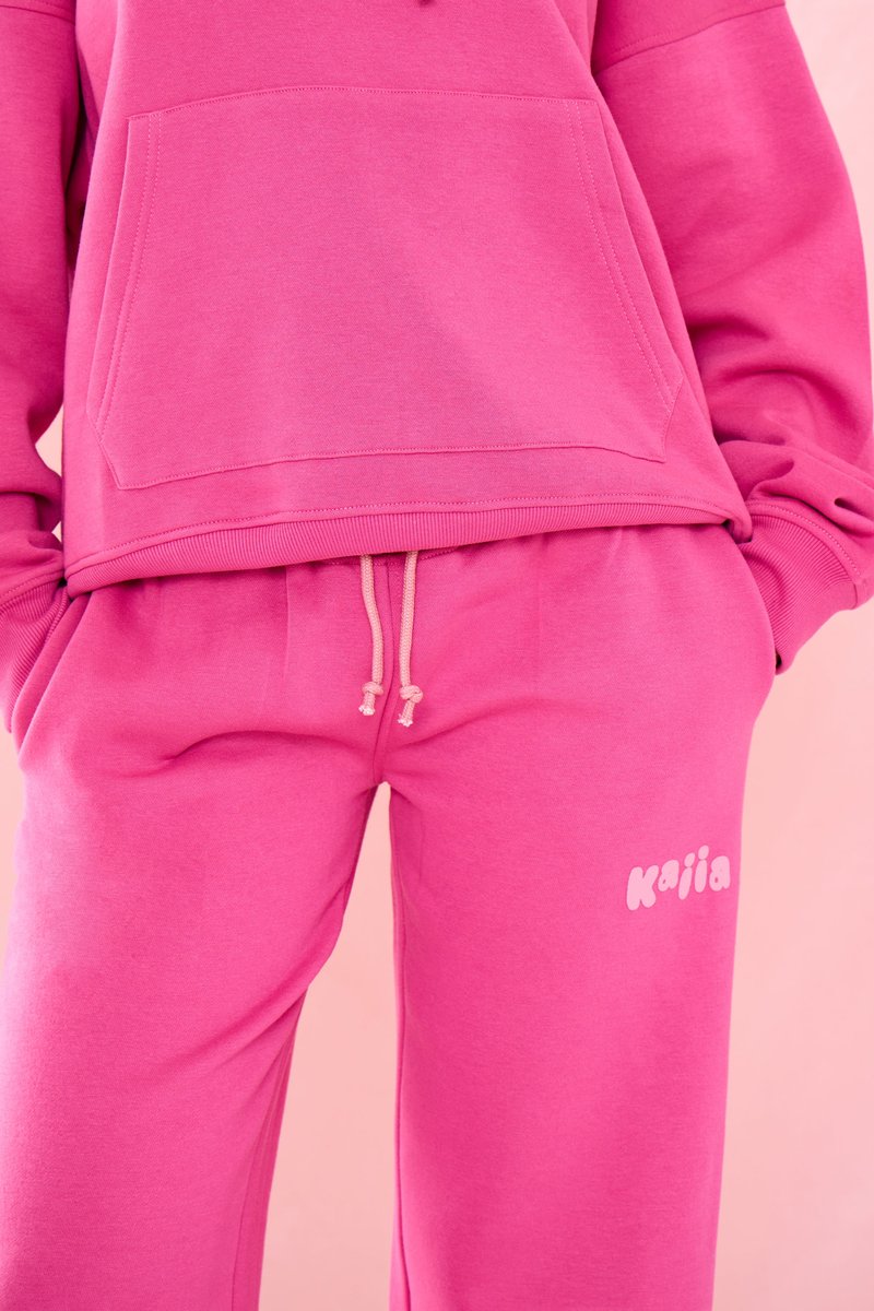 Kaiia Kaiia Bubble Graphic Wide Leg Joggers Dragonfruit - 4