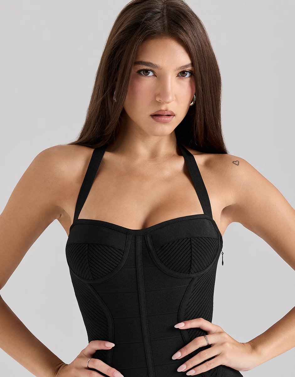 ASOS House of CB the sculpt bandage mini dress in black - 3