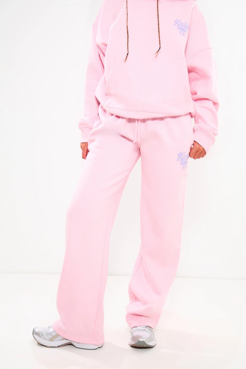 Kaiia Kaiia Bow Graphic Wide Leg Joggers Pink & Lilac - 3