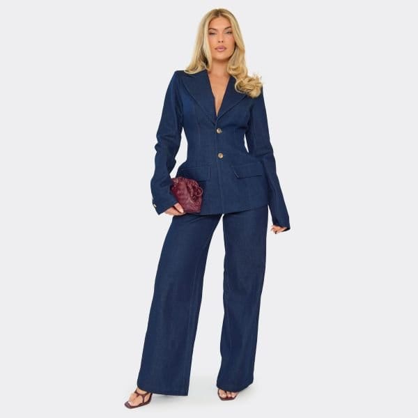 EGO Mid Rise Straight Leg Jeans In Indigo Blue Denim, Women's Size UK 6 - 1