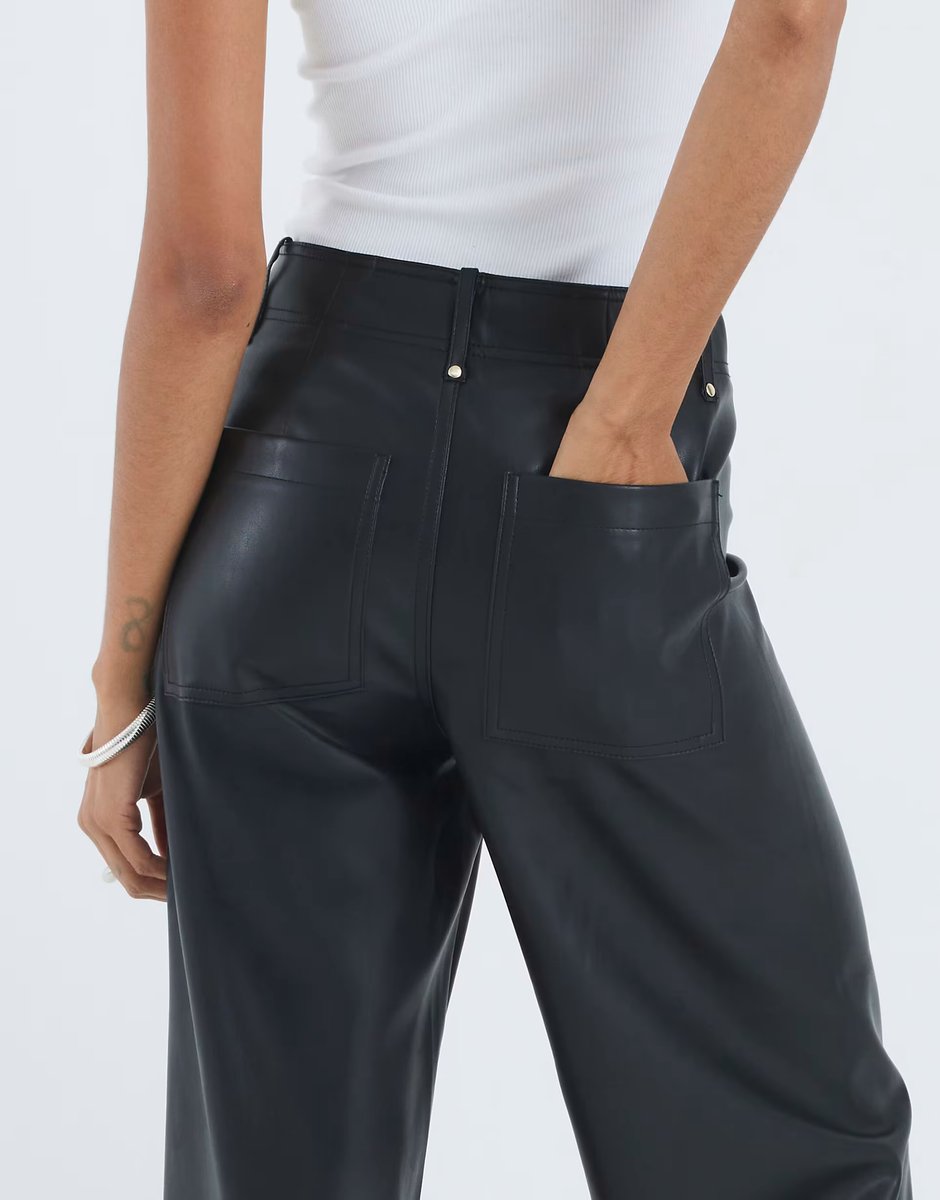 ASOS River Island Faux leather cropped trousers in black - 2