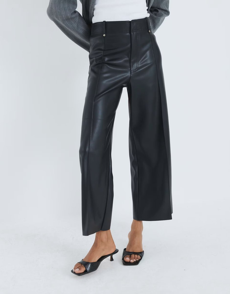ASOS River Island Faux leather cropped trousers in black - 3