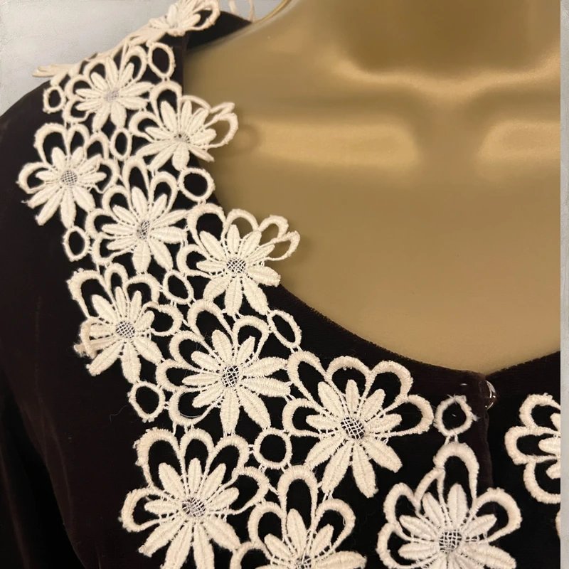 Handmade Vintage Handmade Women's Brown Silk Velvet Blouse Victoriana, Steampunk UK 10 - 4