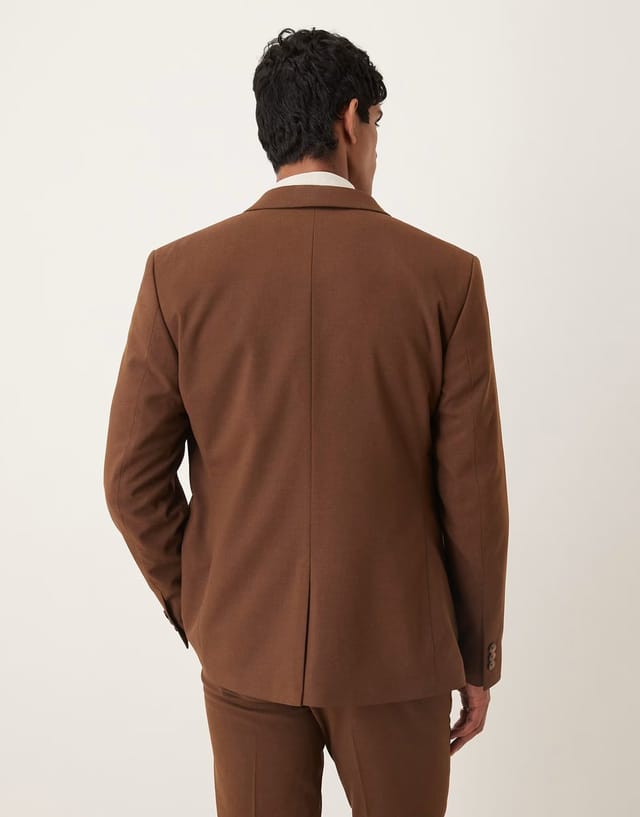 ASOS ASOS DESIGN slim suit jacket in brown - 3