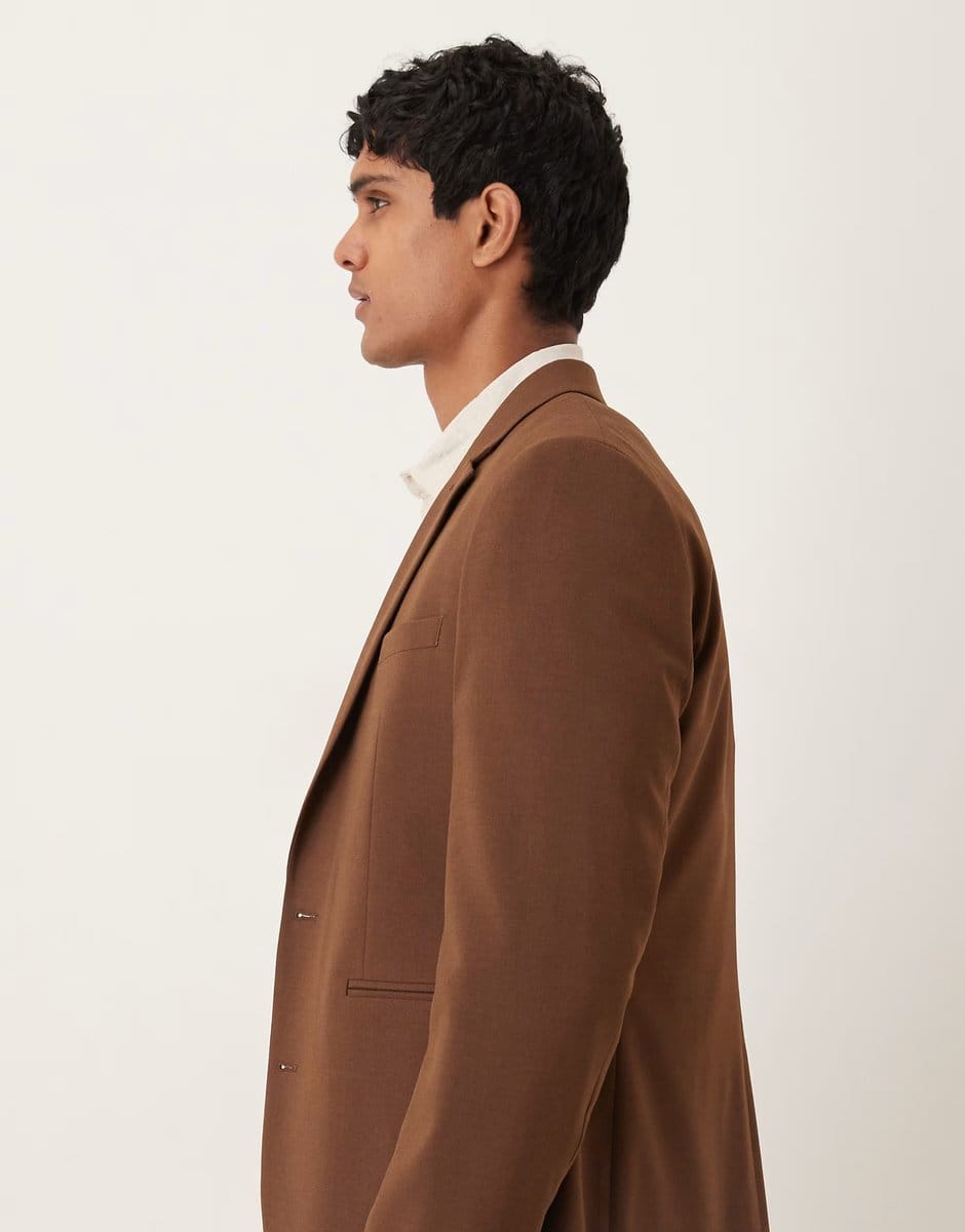 ASOS ASOS DESIGN slim suit jacket in brown - 4