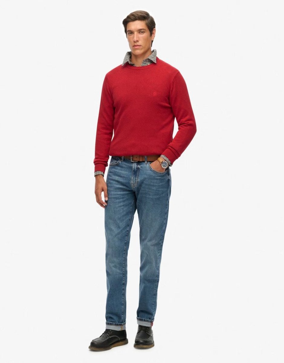 ASOS Superdry Essentials cotton jumper in crimson red marl - 2