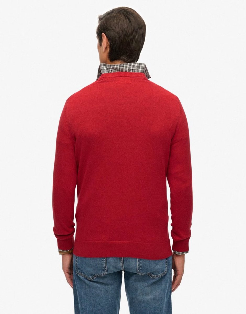 ASOS Superdry Essentials cotton jumper in crimson red marl - 4