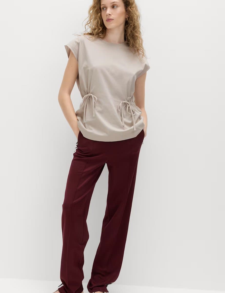 Marks & Spencer M&S Pure Cotton Tie Waist Oversized T-Shirt Light Beige