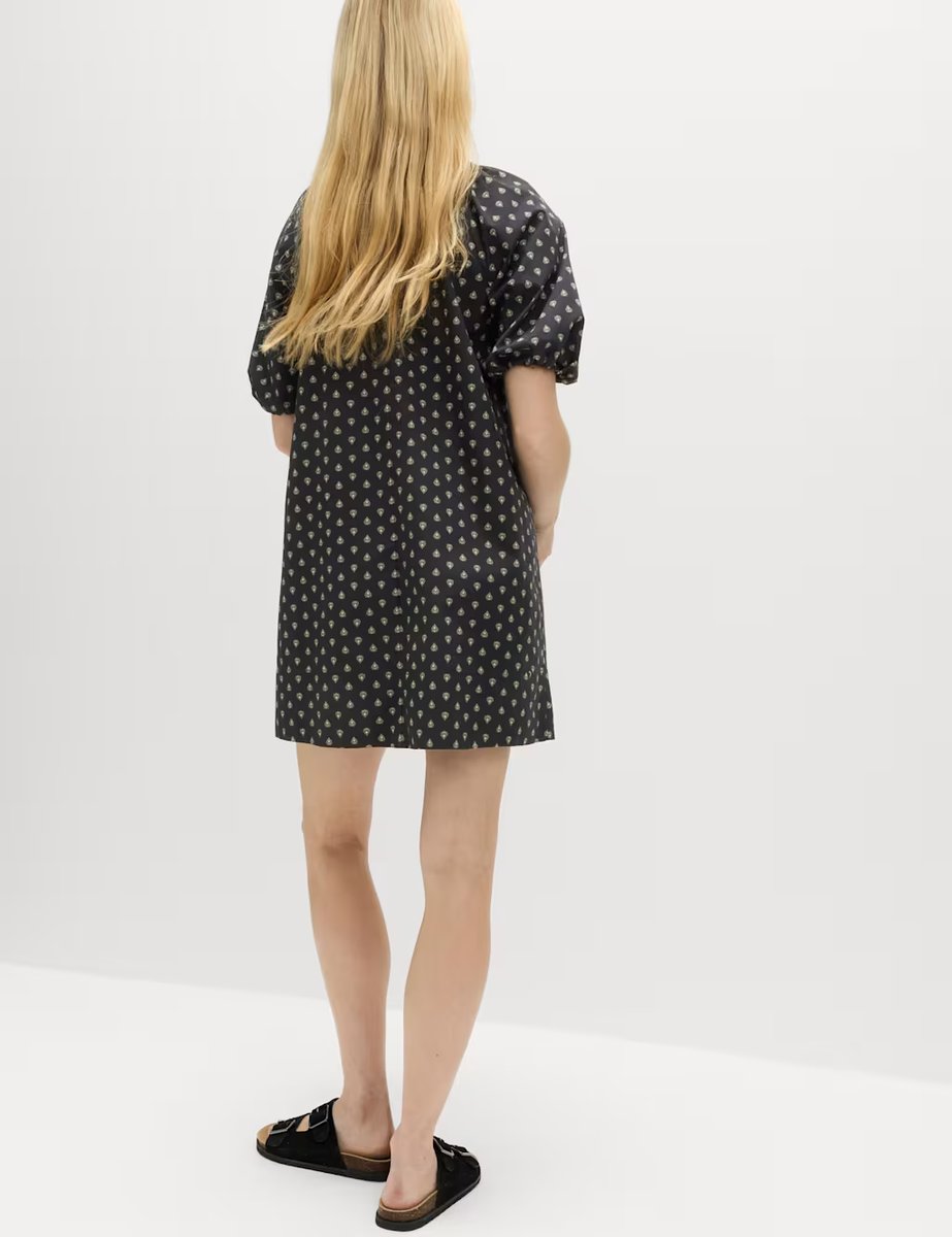 Marks & Spencer M&S Pure Cotton Printed Mini Relaxed Smock Dress Black Mix - 3