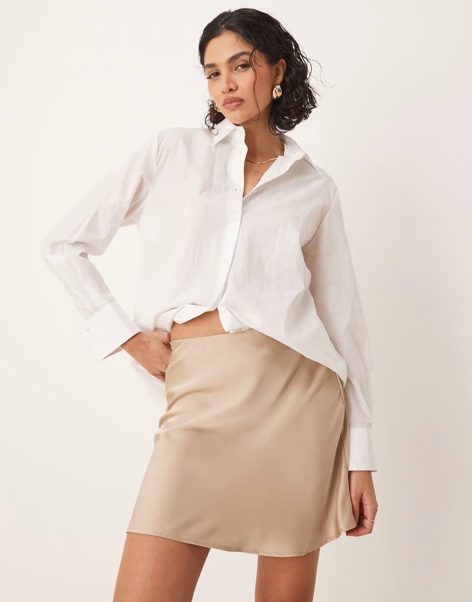 ASOS Vila satin mini skirt in mink