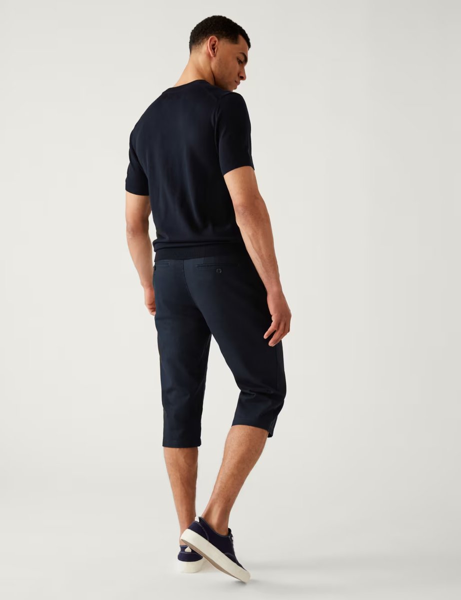 Marks & Spencer M&S Linen Blend 3/4 Leg Shorts Dark Navy - 4