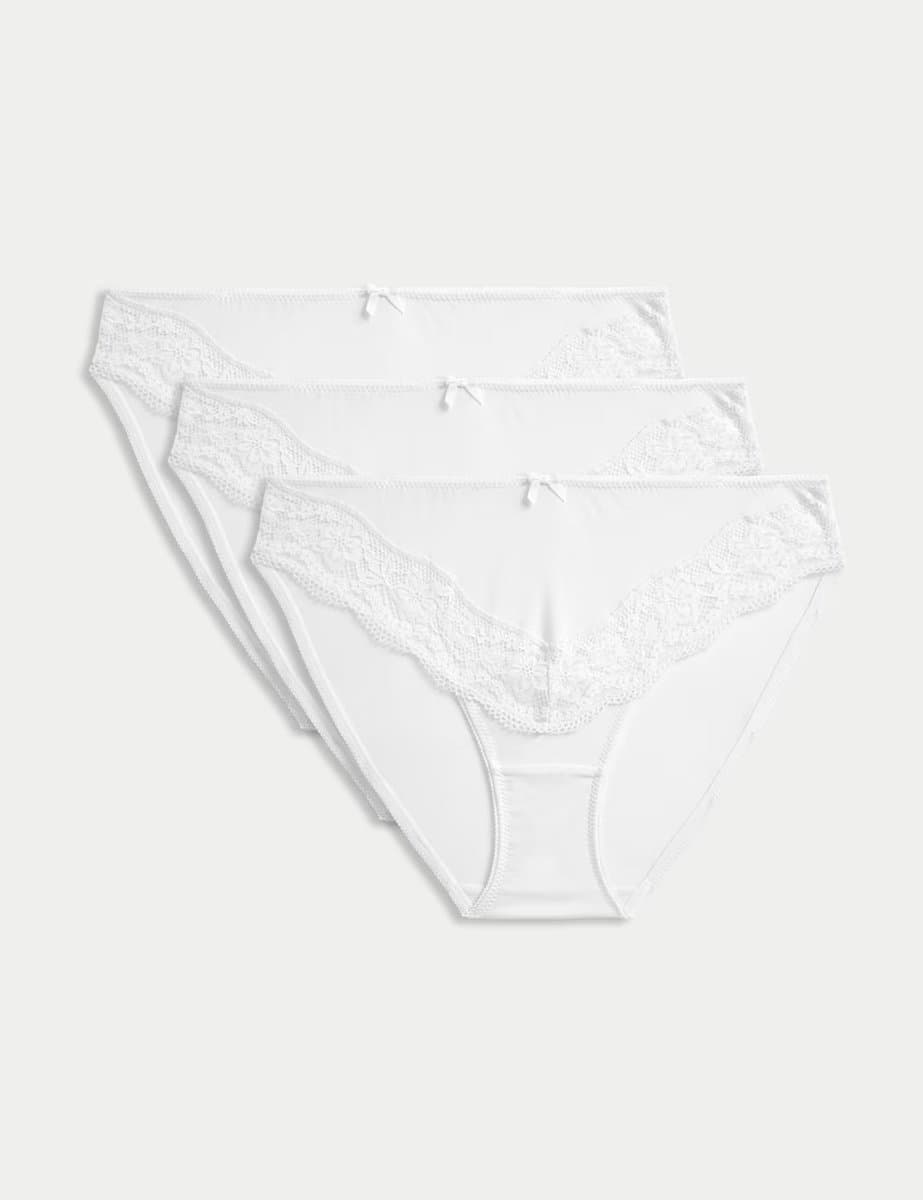 Marks & Spencer M&S 3pk Lace Trim High Leg Knickers White