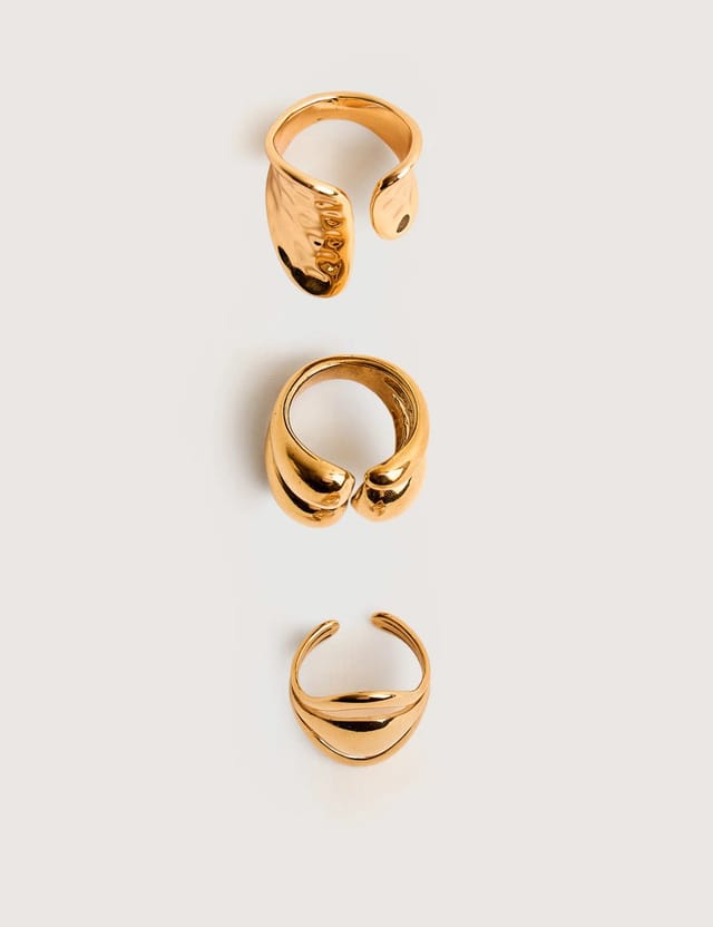 Public Desire Chunky Abstract 3 Pack Classic Ring Stack Gold - 2