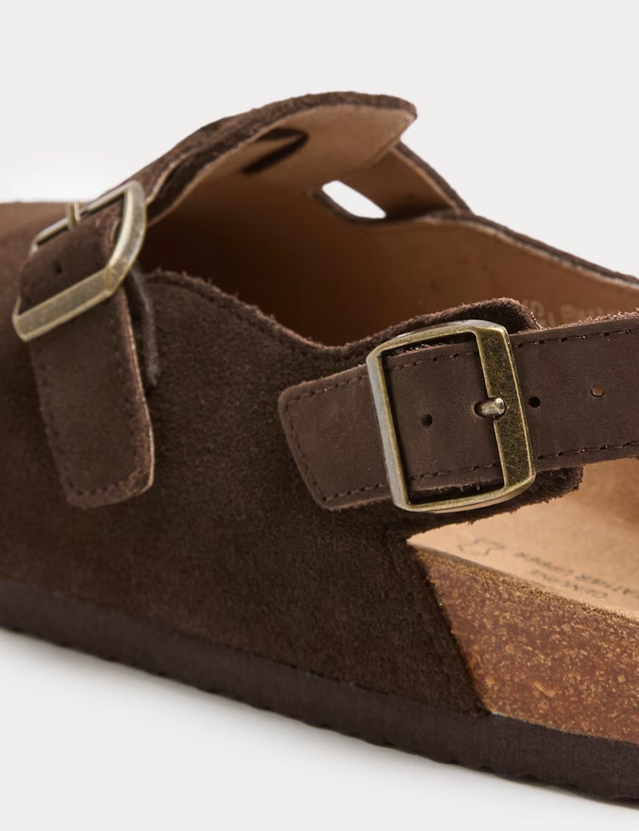 Marks & Spencer M&S Suede Backstrap Mules Brown - 1