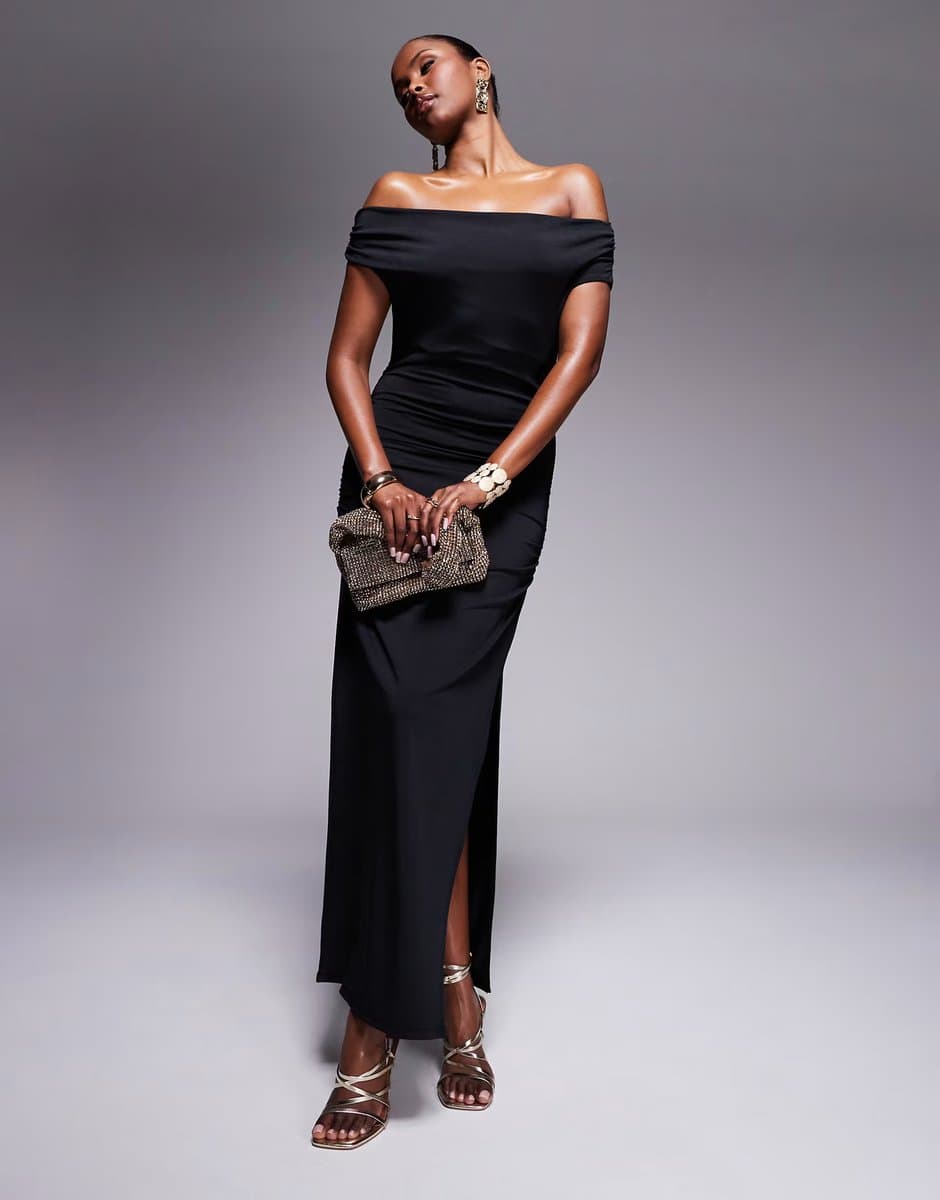 ASOS New Look bardot midi dress in black